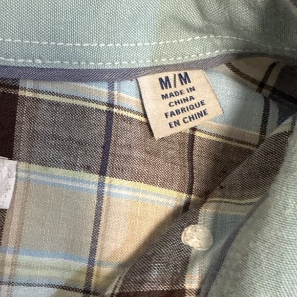 Tommy Bahama Men's Size Medium Plaid Long Sleeve Men's Shirt BLUE BROWN - Picture 6 of 9